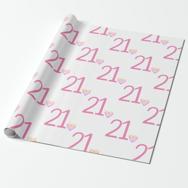 Papier Cadeau Vingt-et-un Anniversaire du coeur (Déroulé)