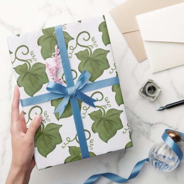 Papier Cadeau Vins Citrouilles verts et blancs (Cadeaux)