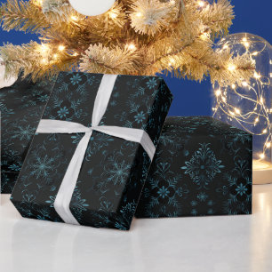 Papier Cadeau Vins Fleurs Botanique Vert Noir Noël