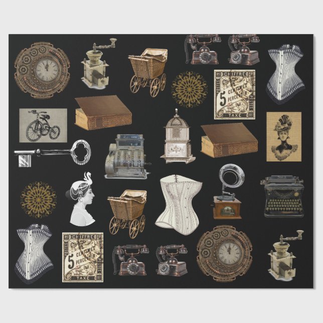 Papier Cadeau Vintage, antique et classique (Plat)