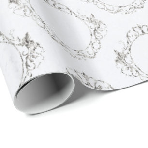 Papier Cadeau Vintage Argent Et Blanc