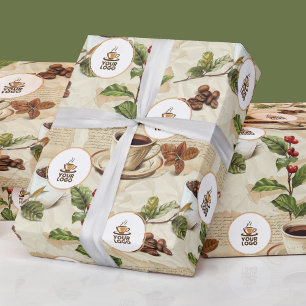 Papier Cadeau Vintage café haricots et Motif de coupe Boutique l