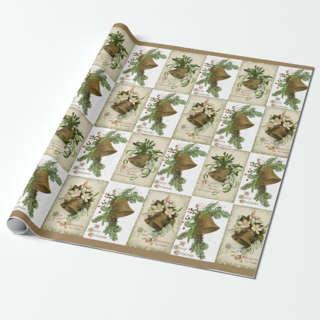 Papier Cadeau Vintage Christmas Bells (Déroulé)