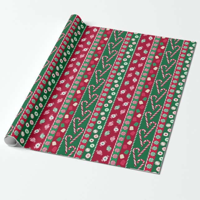 Papier Cadeau Vintage Christmas Candies (Déroulé)