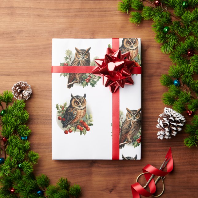 Papier Cadeau Vintage Christmas Owl (Cadeau de vacances)