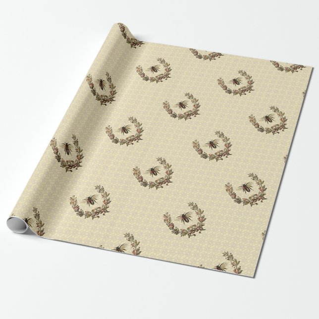Papier Cadeau Vintage couronne d'abeilles (Déroulé)