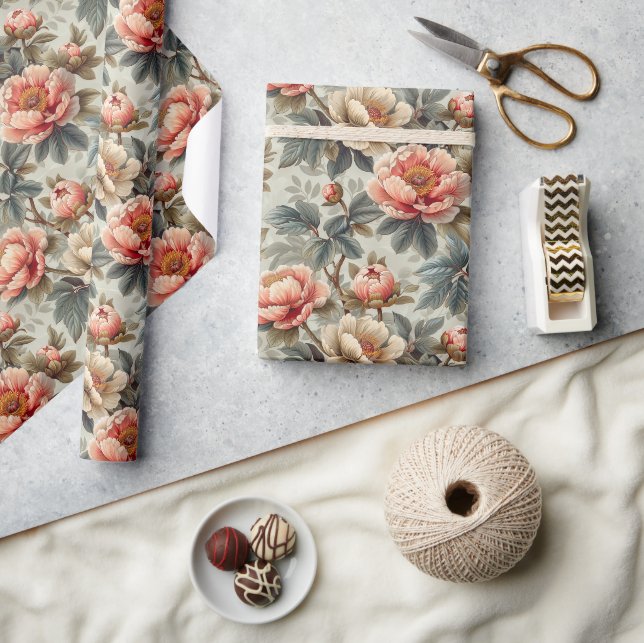 Papier Cadeau Vintage élégant floral (Artisanat)