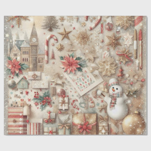 Papier Cadeau Vintage Elegant Gold Parties scintillant éléments 