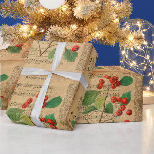 Papier Cadeau Vintage Ephemera Noël Le Seigneur vient Chanson