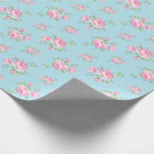 Vintage floral rose classique bleu clair