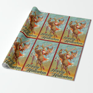 Papier Cadeau Vintage Halloween danser en costume Jester