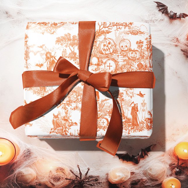 Papier Cadeau Vintage Halloween Orange Christmas Wrapping Paper  (Créateur téléchargé)