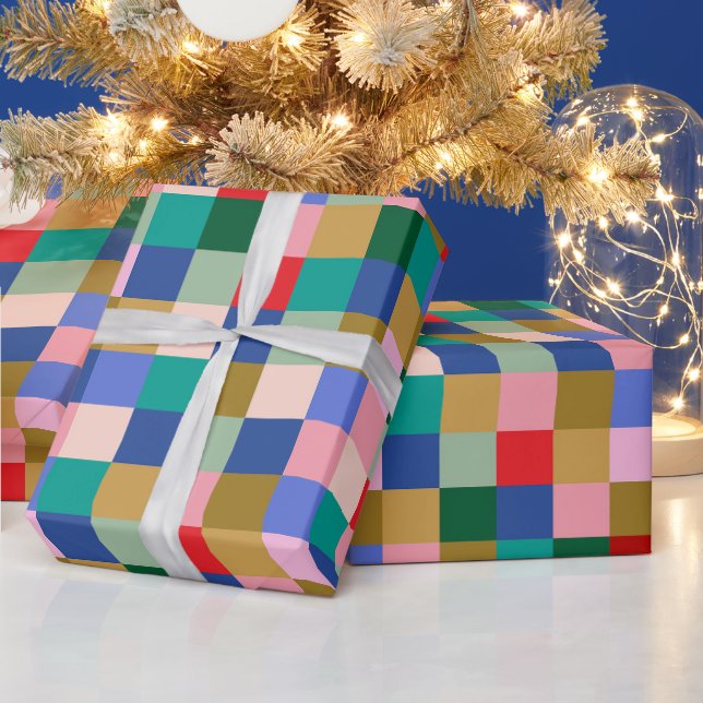 Papier Cadeau Vintage hiver vacances coloré Motif géométrique (Vacances)