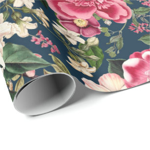 Papier Cadeau Vintage Jardin Botanique Fleurs Motif