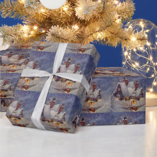Papier Cadeau Vintage Noël, Atelier du Père Noël Pôle Nord