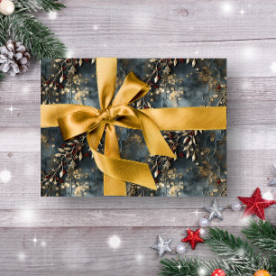 Papier Cadeau Vintage Noël botanique d'hiver rustique