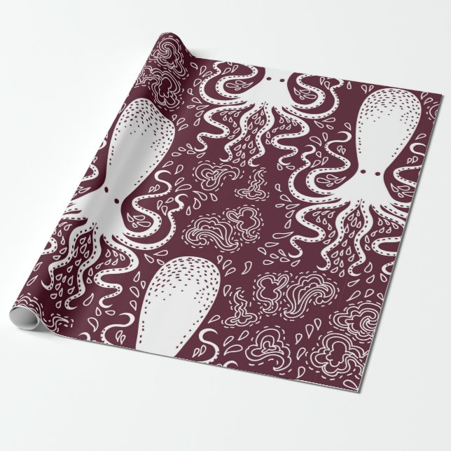 Papier Cadeau vintage Octopus pattern. (Déroulé)