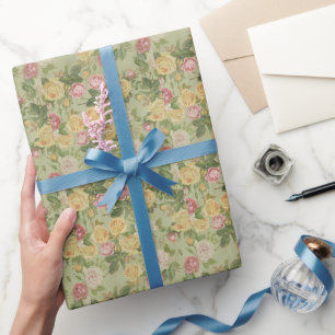 Papier Cadeau Vintage Pays Floral Patiné