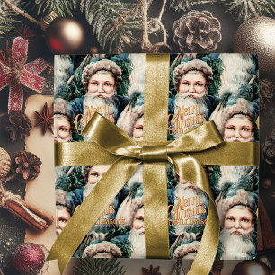 Papier Cadeau Vintage Père Noël Joyeux papier d'enveloppement de