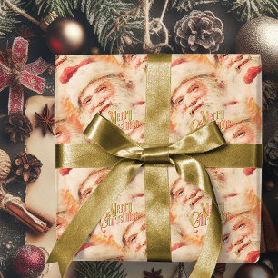 Papier Cadeau Vintage Père Noël Joyeux papier d'enveloppement de