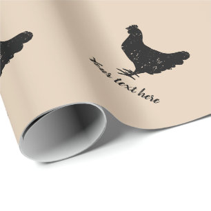 Papier Cadeau Vintage poule silhouette Anniversaire