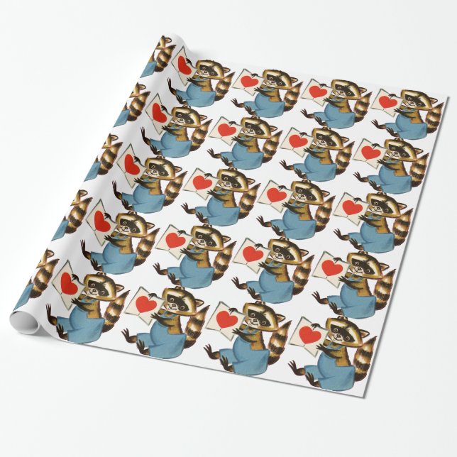 Papier Cadeau Vintage Raccoon (Déroulé)