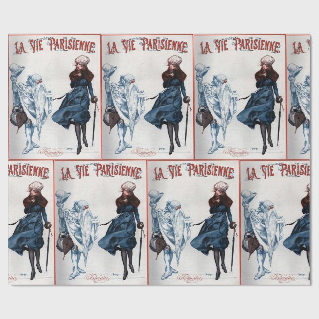 Papier Cadeau Vintage Retro Paris (Plat)