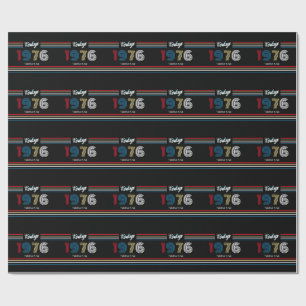 Papier Cadeau Vintage Retro Stripe 1976 50e anniversaire ou Réun