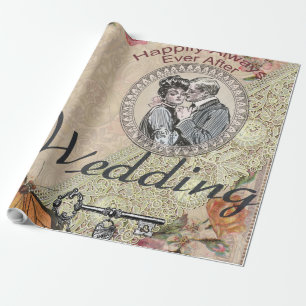 Papier Cadeau Vintage Romance Couple : Antique Rose Girly Love