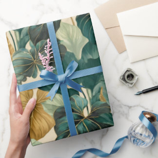 Papier Cadeau vintage tropical leaf pattern aesthetic