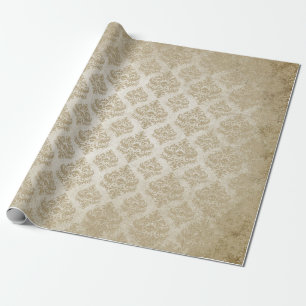 Papier Cadeau Vintage victorien gothique rétro blanc Damas Shabb