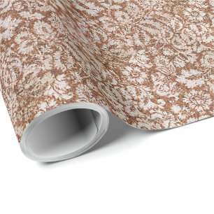 Papier Cadeau Vintage William Morris Floral vénitien Brown Blanc