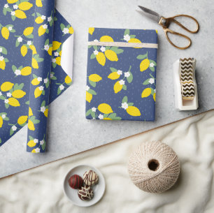 Papier Cadeau Vintages citrons et Motif verdoyant