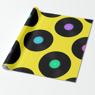 Papier Cadeau Vinyl Records Motif