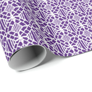 Papier Cadeau Violet avec Motif de dentelle Crochet blanc