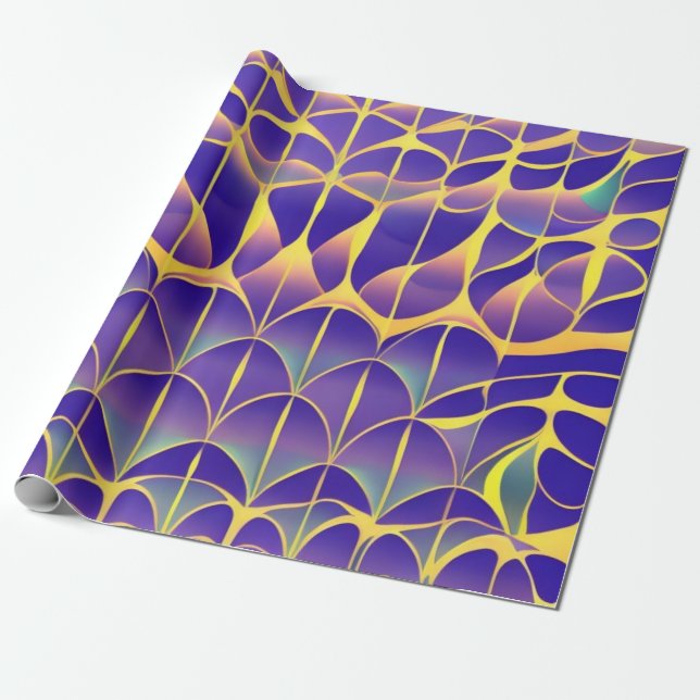 Papier Cadeau Violet, champ jaune (Déroulé)