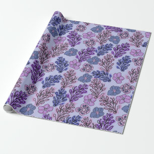 Papier Cadeau Violet Floral