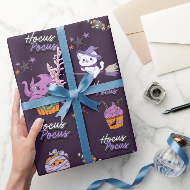 Papier Cadeau violet foncé Hocus Pocus mignon sorcière Chat Hall (Cadeaux)