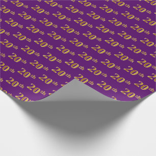 Papier Cadeau Violet, Or Faux 20ème (Vingtième) Événement