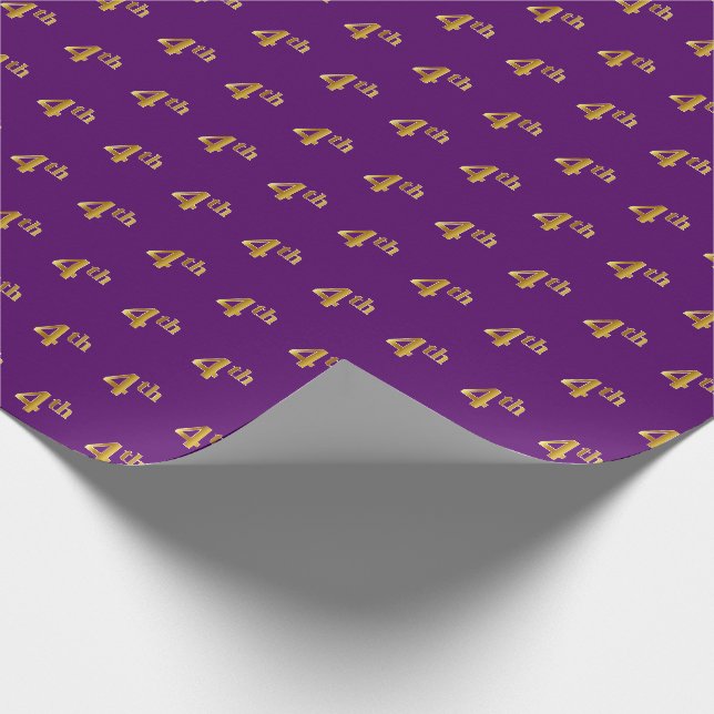 Papier Cadeau Violet, Or Faux 4ème (Quatrième) Evénement (Coin)