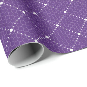 Papier Cadeau Violet Pourpre Dentelle Délicate Réseau Blanc Élég