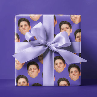Papier cadeau violet violet visage animal