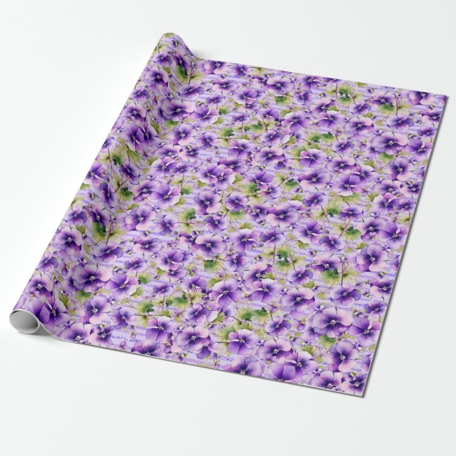 Papier Cadeau Violettes en pleine floraison (Déroulé)