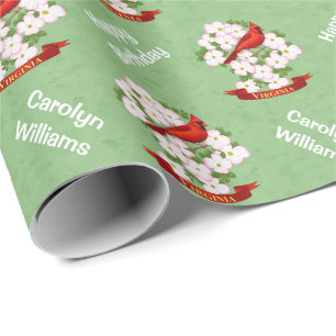 Papier Cadeau Virginie State Cardinal Bird and Dogwood Flower