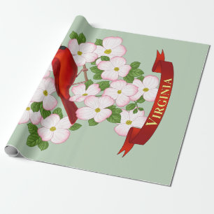 Papier Cadeau Virginie State Cardinal Bird and Dogwood Flower