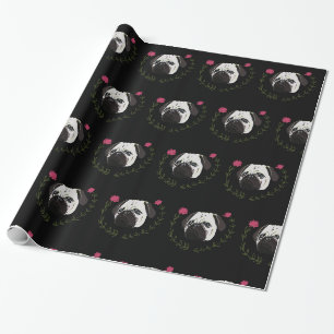 Papier Cadeau Visage de carlin, Chien Art