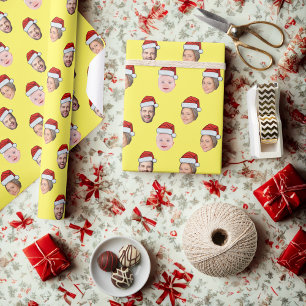 Papier Cadeau Visage de chapeau de Père Noël personnalisé Cadeau