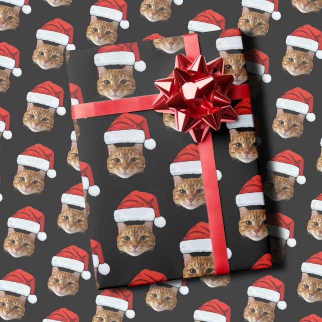 Papier Cadeau Visage de chat Santa Hat (Créateur téléchargé)