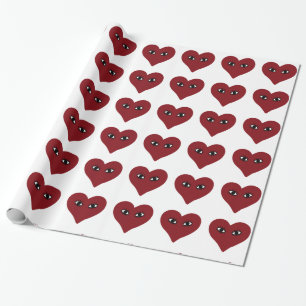Papier Cadeau Visage de coeur rouge Art Abstrait