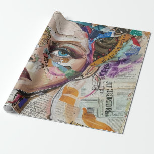 Papier Cadeau Visage de collage de scrapbook vintage (6)